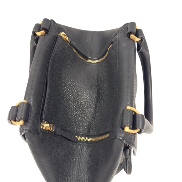 Tory Burch Black Half Moon Satchel with Gold Accents - Picture 3 of 4